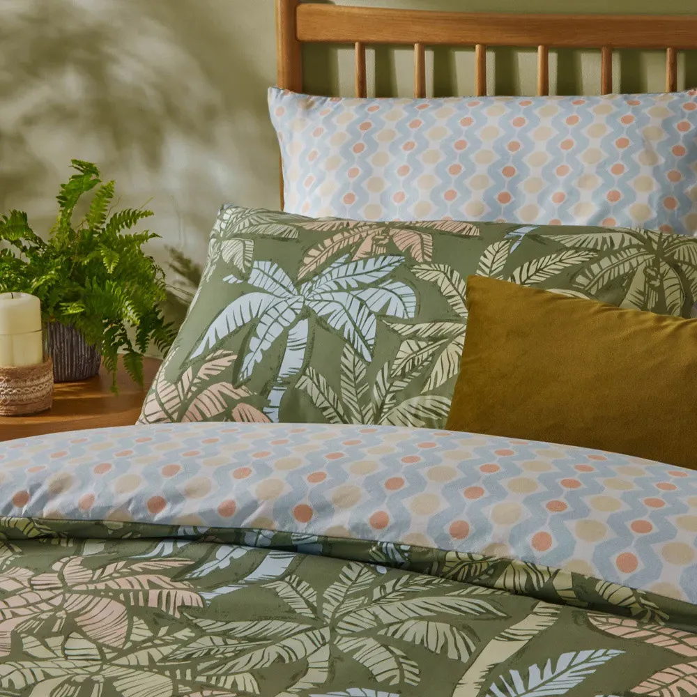Kentia King Size Duvet Set - Palm Green