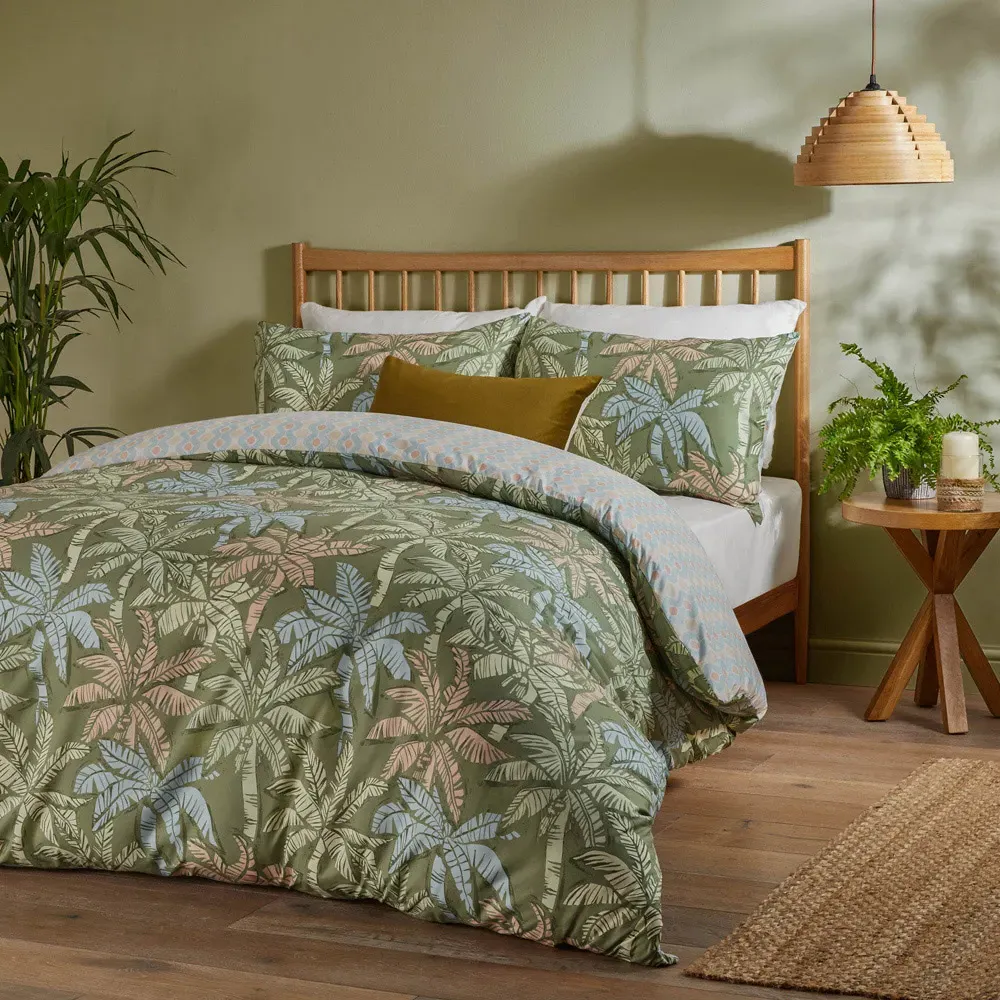 Kentia King Size Duvet Set - Palm Green
