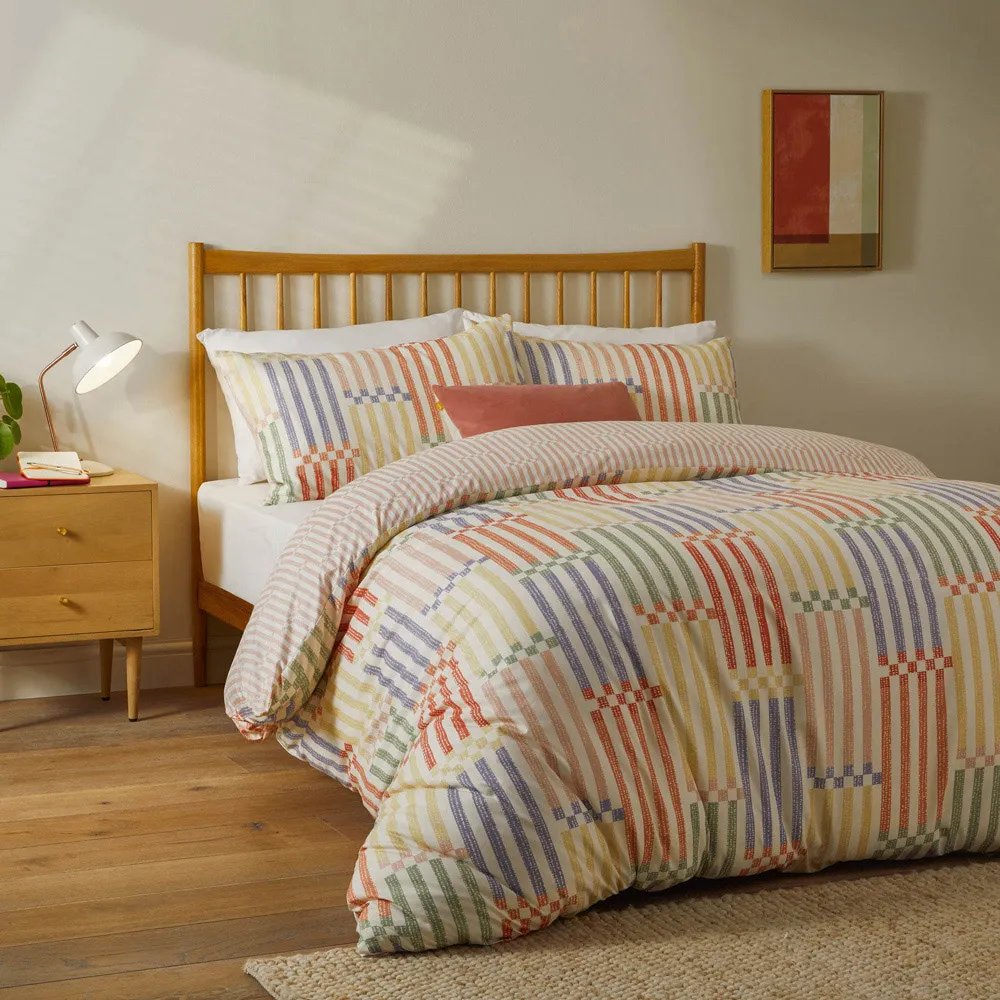 Madison Single Duvet Set - Multi, Stripe Abstract
