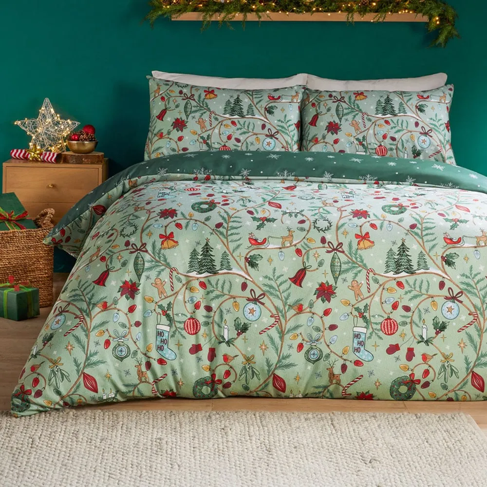 Noelle Double Duvet Set Reversible - Green