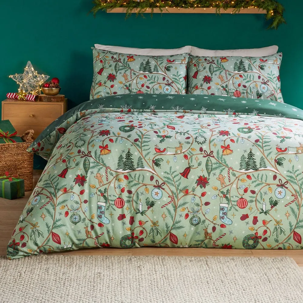 Noelle King Size Duvet Set Reversible - Green