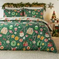 Single Festive Treats Reversible Duvet Set - Green