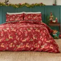 Sleigh Team King Size Reversible Duvet Set - Red