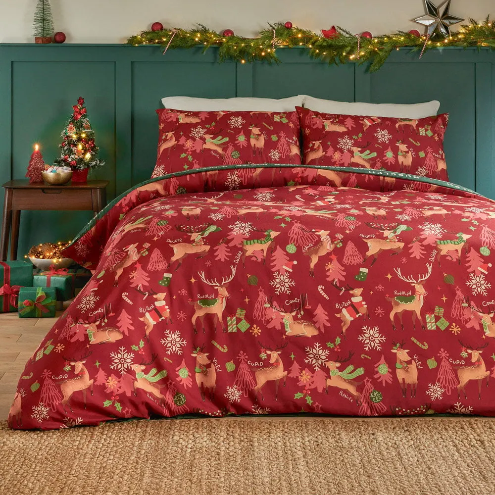 Sleigh Team Single Reversible Duvet Set - Red image