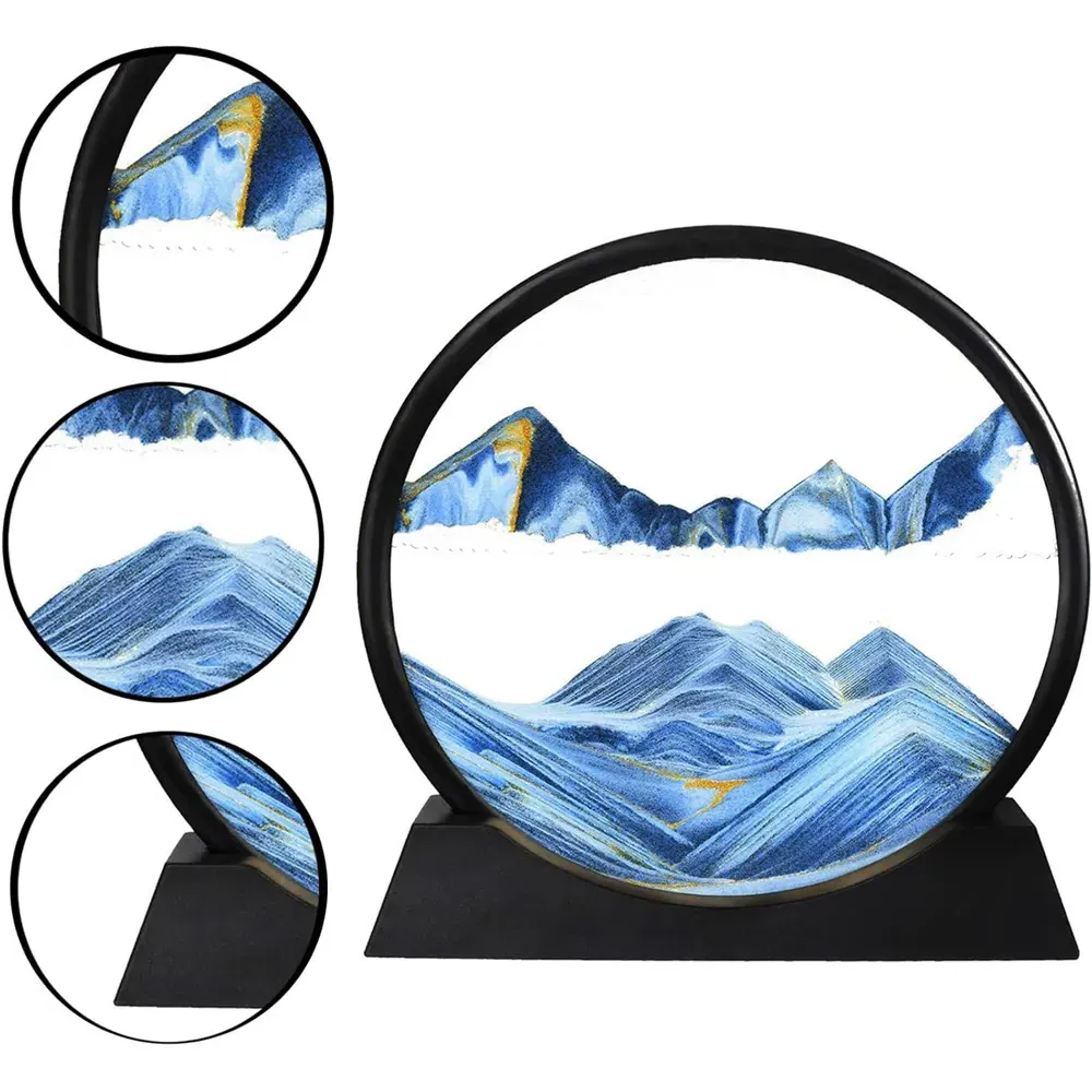 3D Dynamic Sand Landscape Rotatable Art Frame - Blue