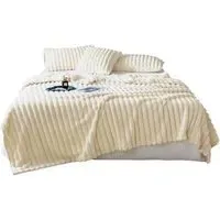 Double Sided Throw Blanket - Cream, Faux Rabbit Fur