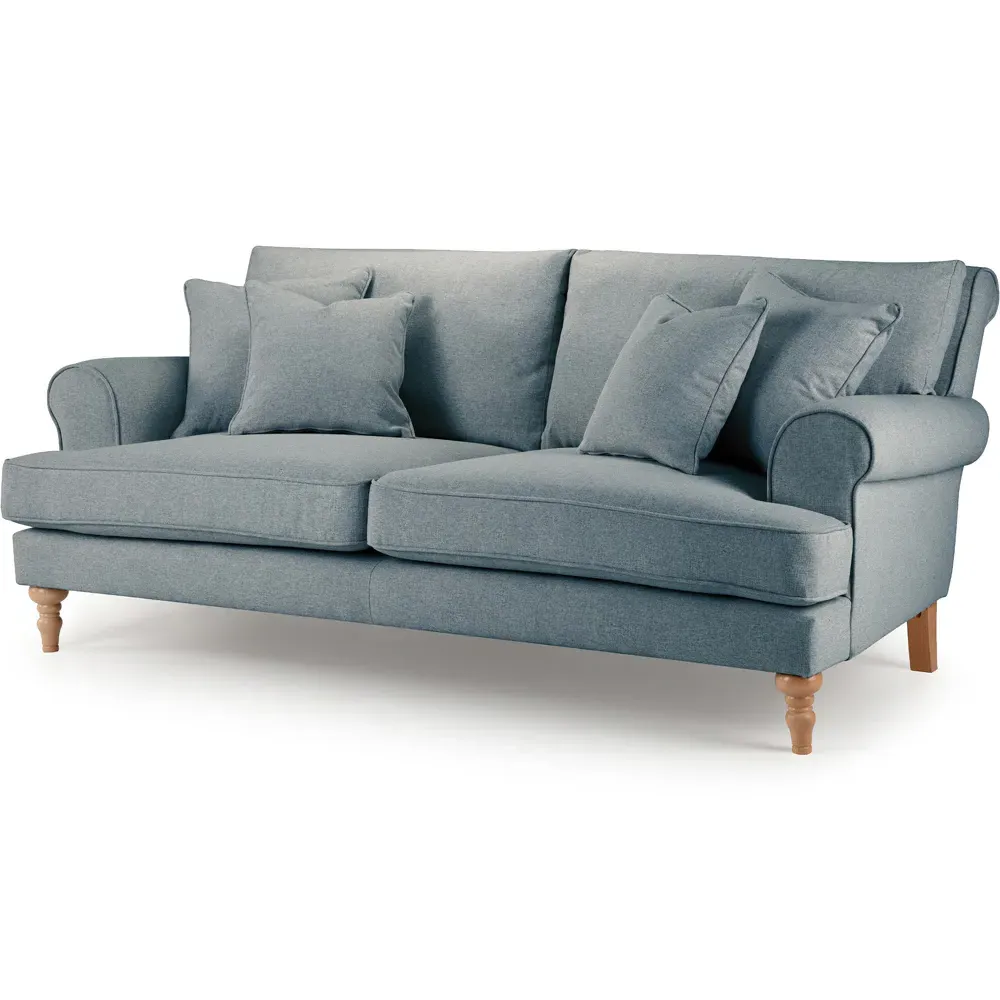 Faro 2-Seater Medium Sofa - Blue, Slub Weave