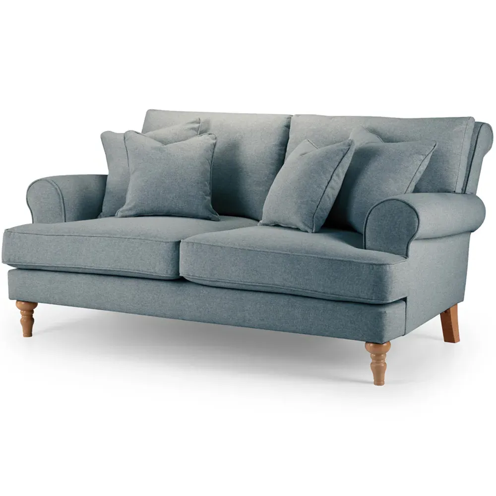 Faro 2-Seater Small Sofa - Blue, Slub Weave