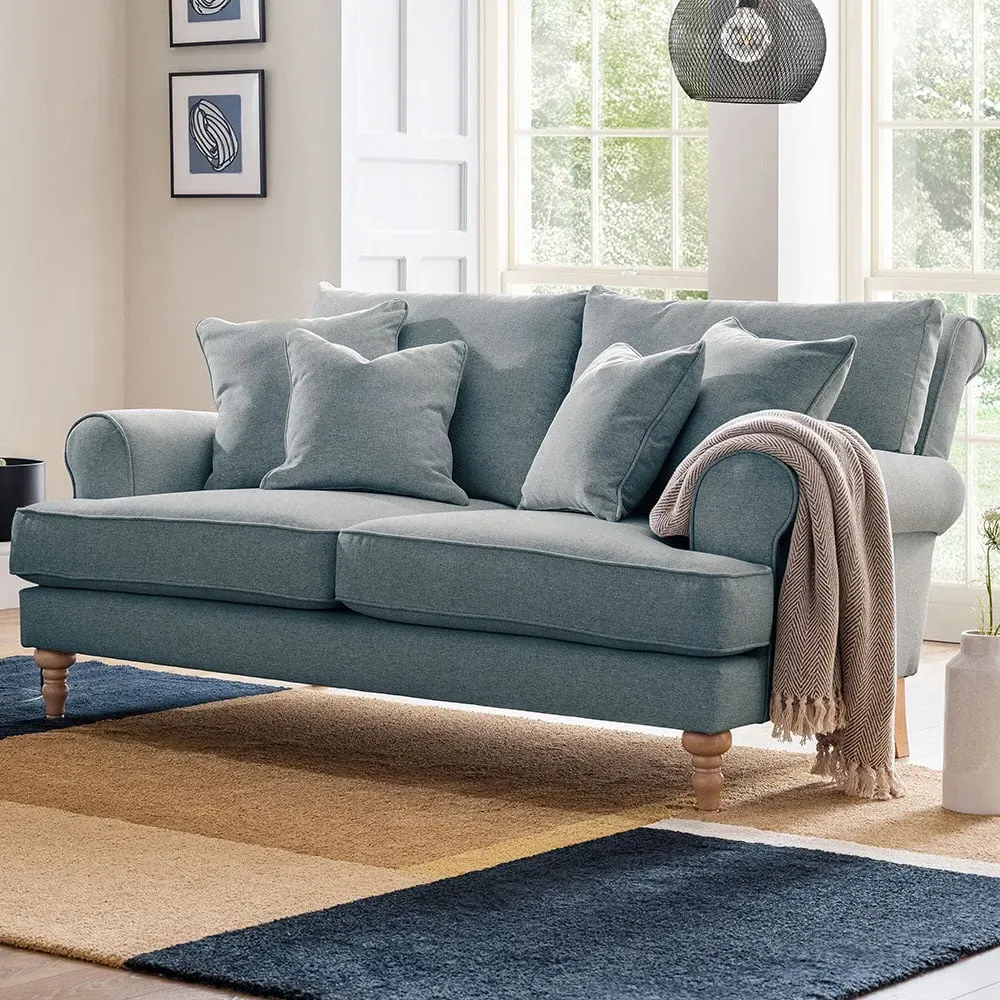 Faro 2-Seater Small Sofa - Blue, Slub Weave image
