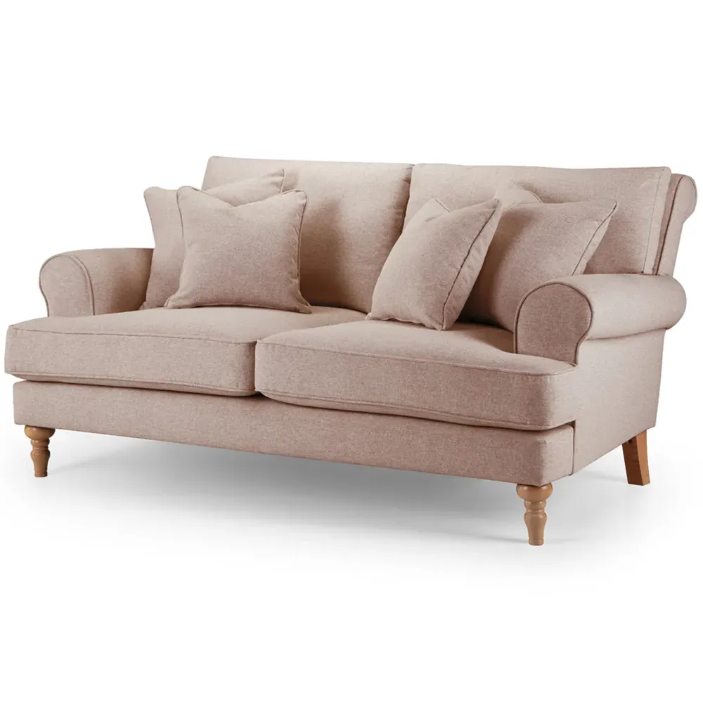 Faro 2-Seater Small Sofa - Pink, Slub Weave Fabric