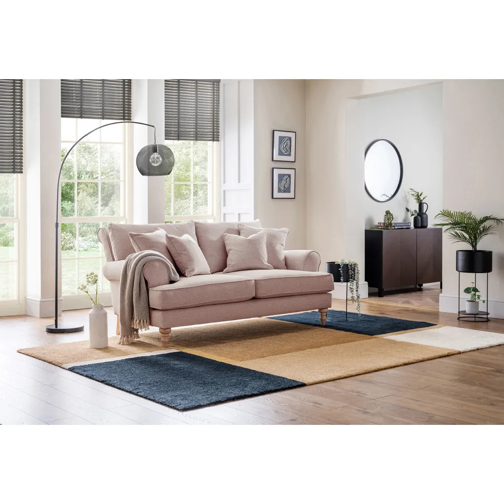 Faro 2-Seater Small Sofa - Pink, Slub Weave Fabric