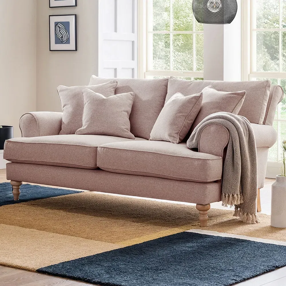 Faro 2-Seater Small Sofa - Pink, Slub Weave Fabric image
