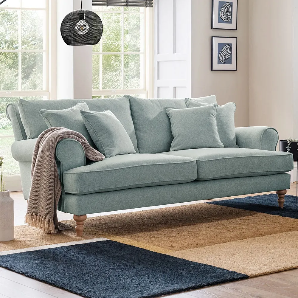Faro 2-Seater Sofa - Blue, Slub Weave Fabric