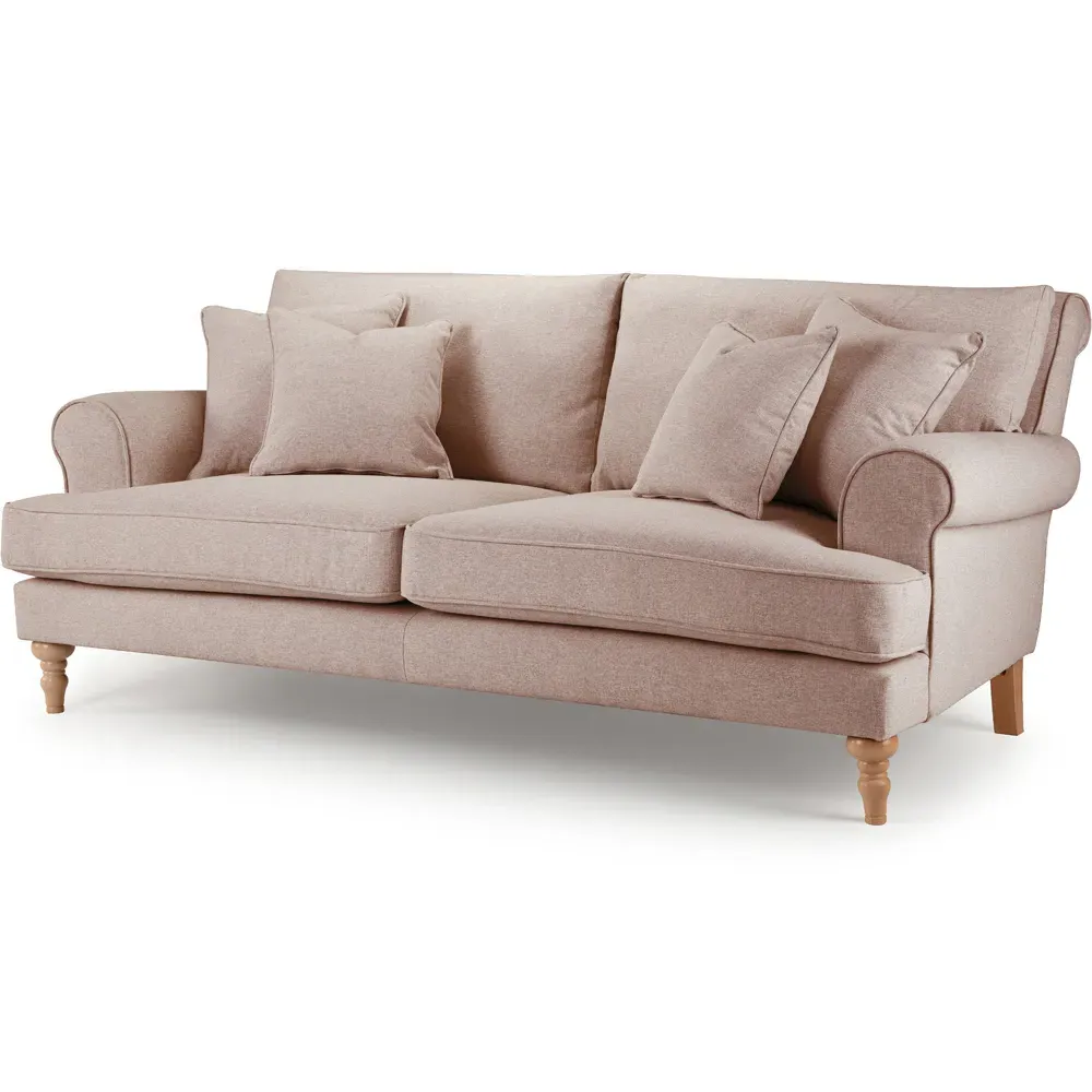 Faro 2-Seater Sofa - Pink, Slub Weave Fabric