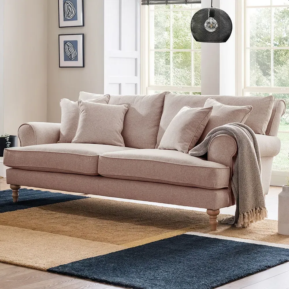 Faro 2-Seater Sofa - Pink, Slub Weave Fabric
