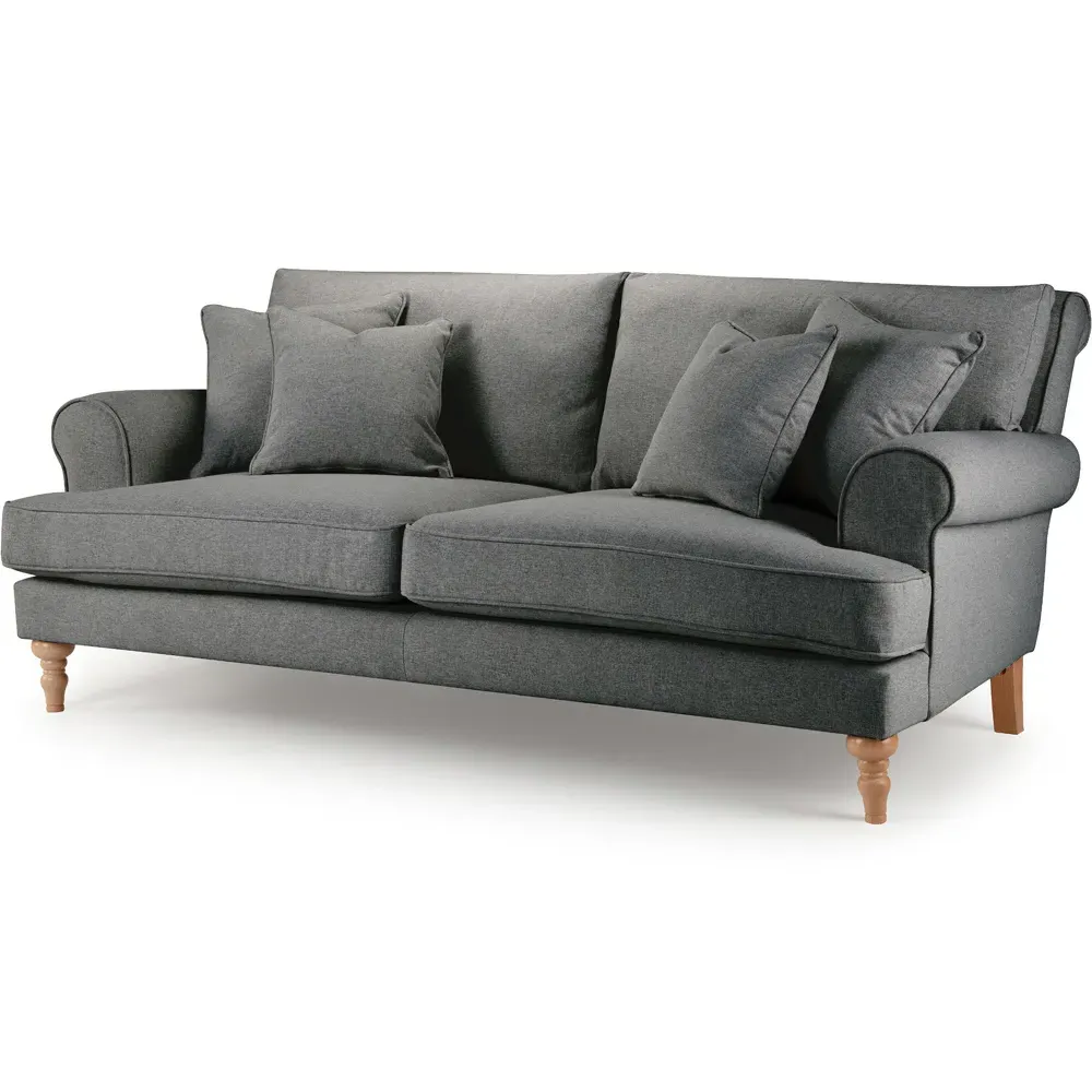 Faro Medium 2-Seater Sofa - Grey, Slub Weave