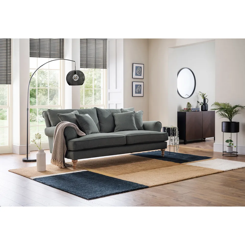 Faro Medium 2-Seater Sofa - Grey, Slub Weave