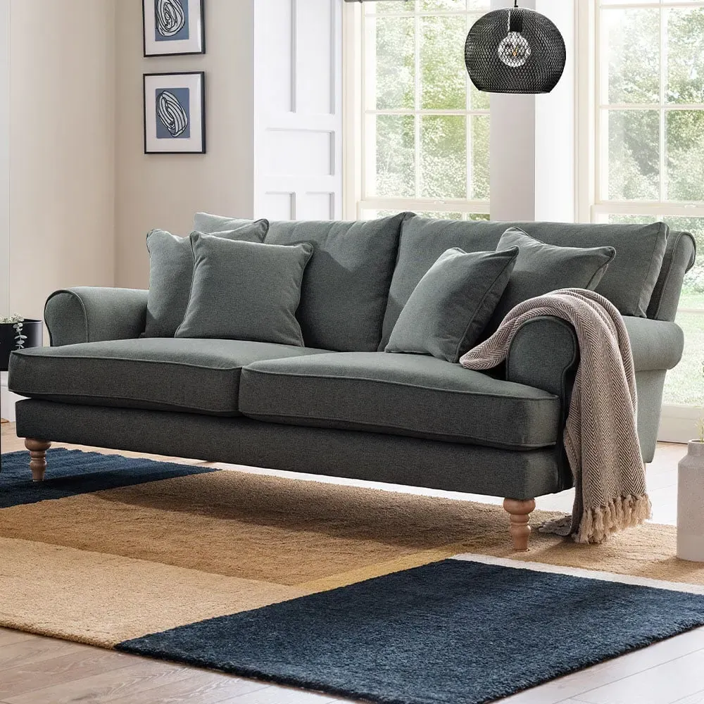 Faro Medium 2-Seater Sofa - Grey, Slub Weave