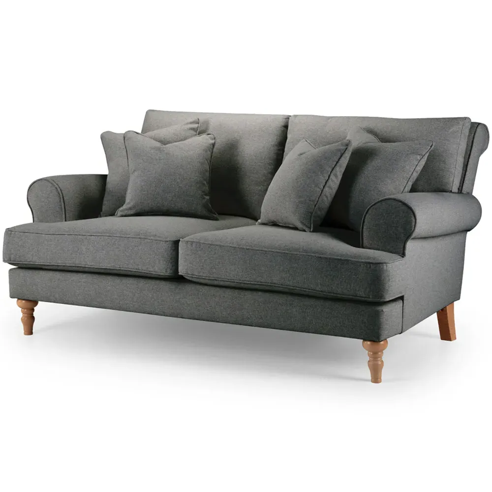 Faro Small 2-Seater Sofa - Grey, Slub Weave