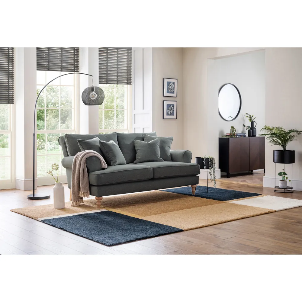 Faro Small 2-Seater Sofa - Grey, Slub Weave