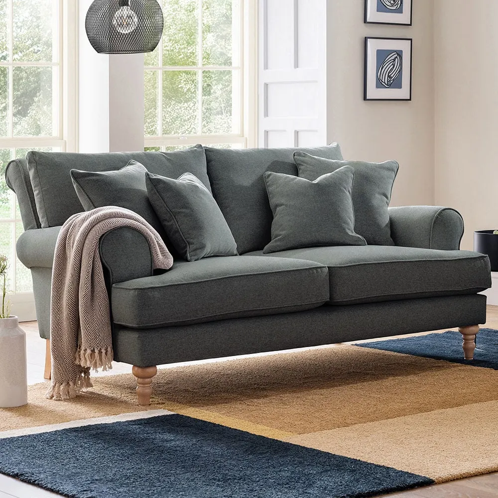 Faro Small 2-Seater Sofa - Grey, Slub Weave image
