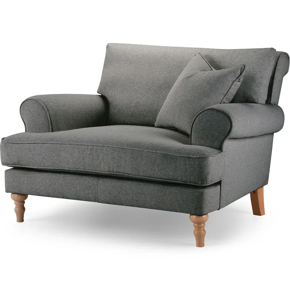 Faro Snuggle Chair with Scatter Cushions - Grey, Slub Weave