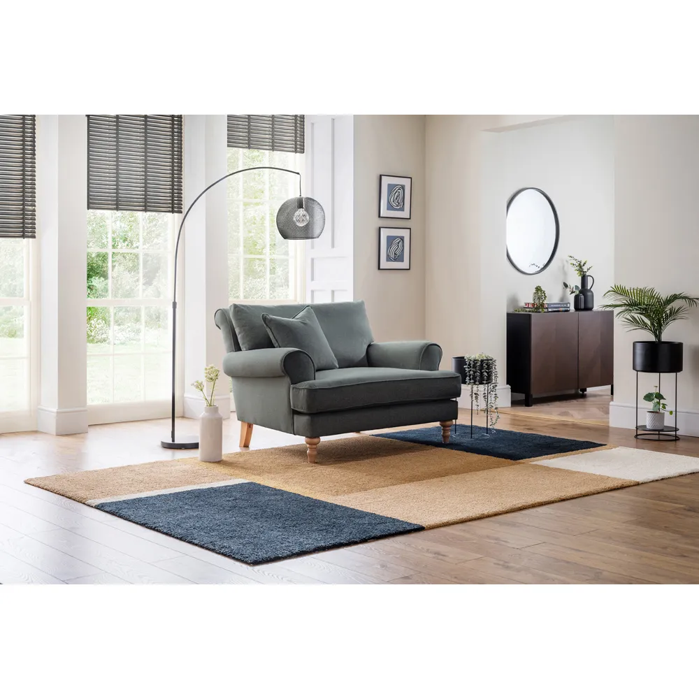 Faro Snuggle Chair with Scatter Cushions - Grey, Slub Weave