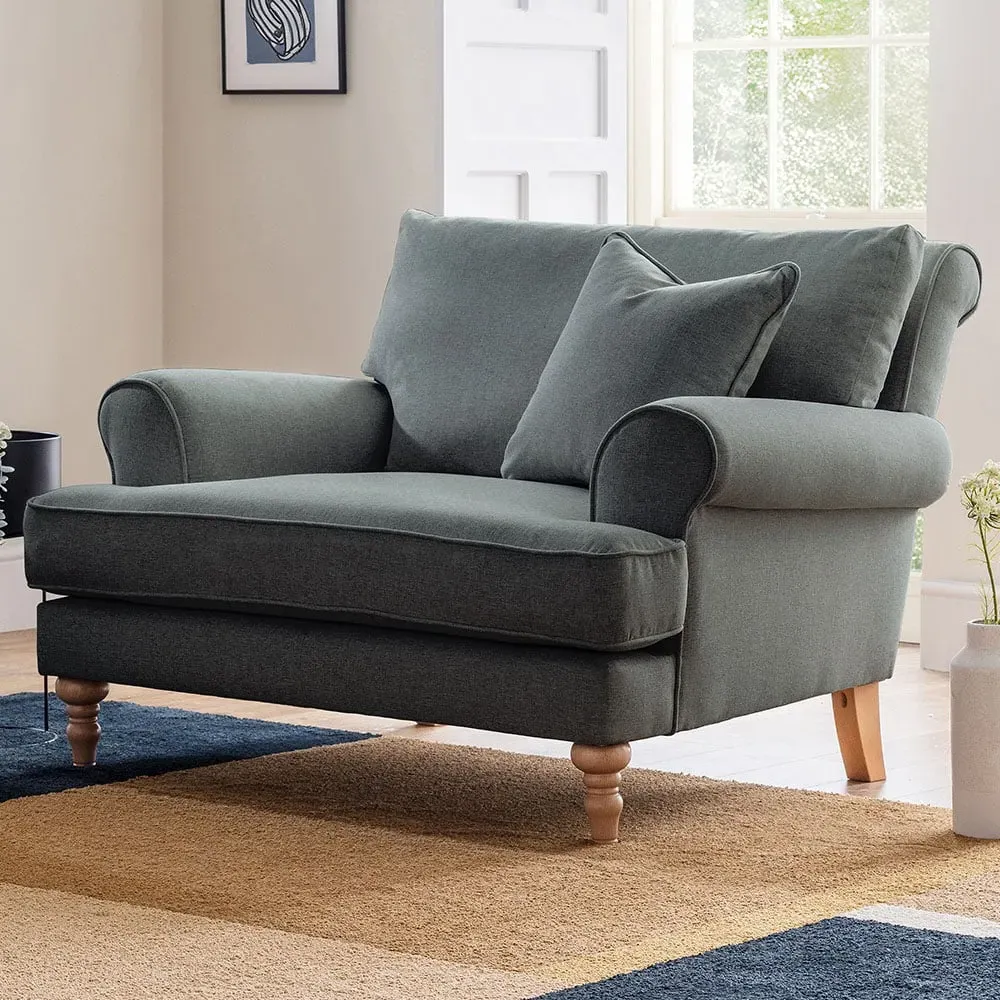 Faro Snuggle Chair with Scatter Cushions - Grey, Slub Weave image
