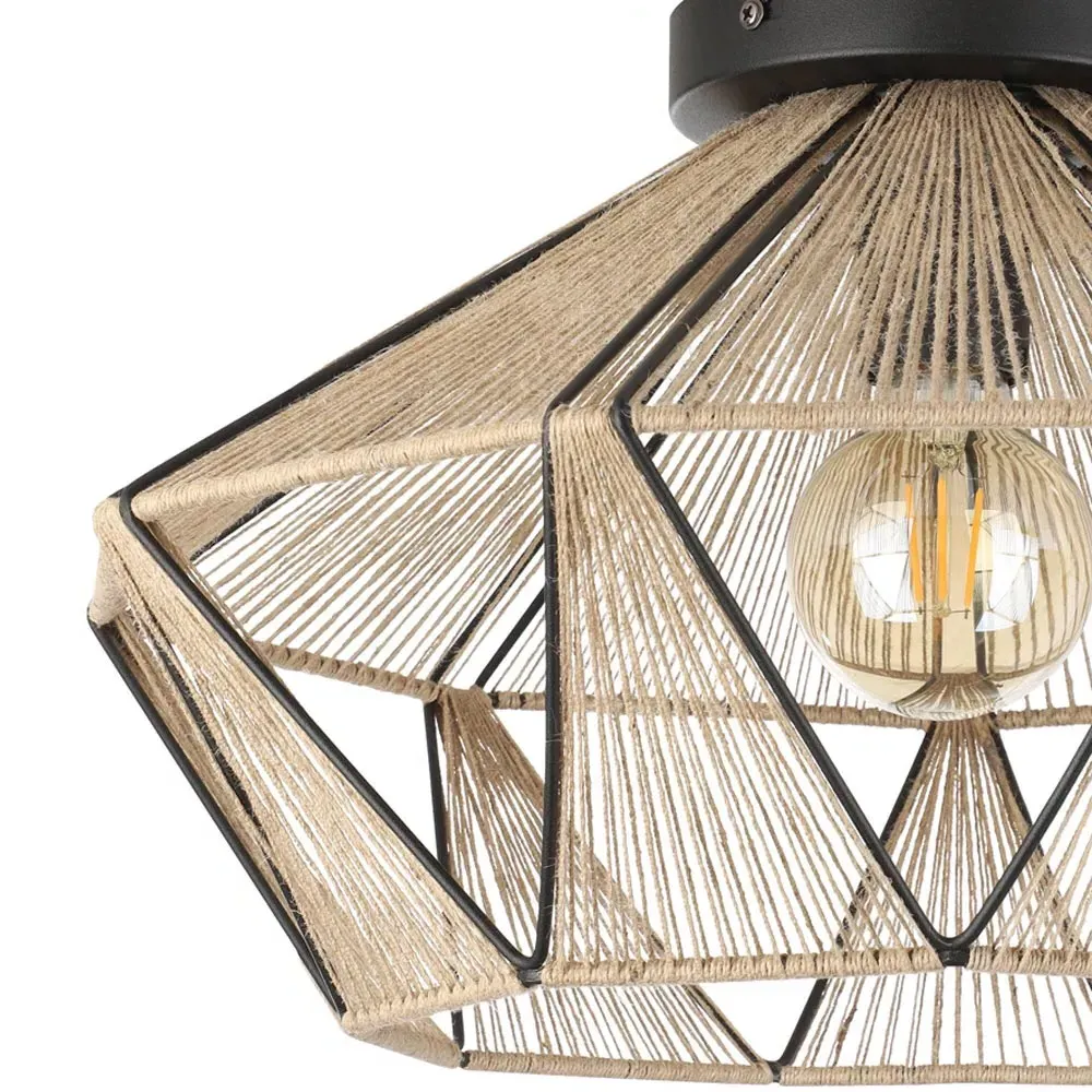 Adwickle Diamond Ceiling Light - Black, Hemp