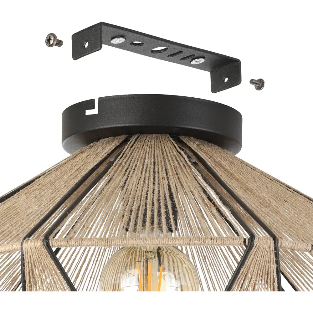 Adwickle Diamond Ceiling Light - Black, Hemp