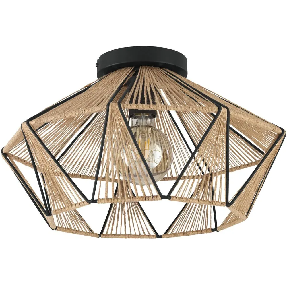 Adwickle Diamond Ceiling Light - Black, Hemp image