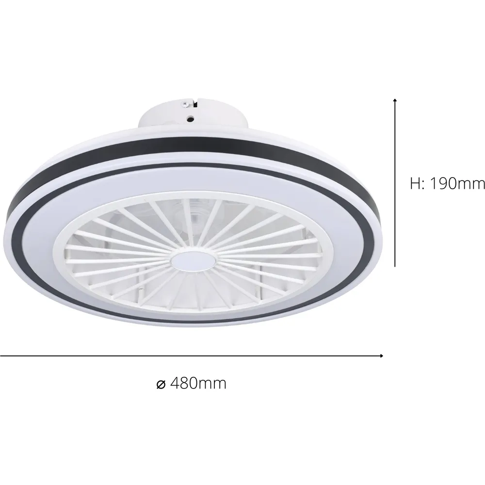 Almeria Compact Ceiling Fan with Light - White