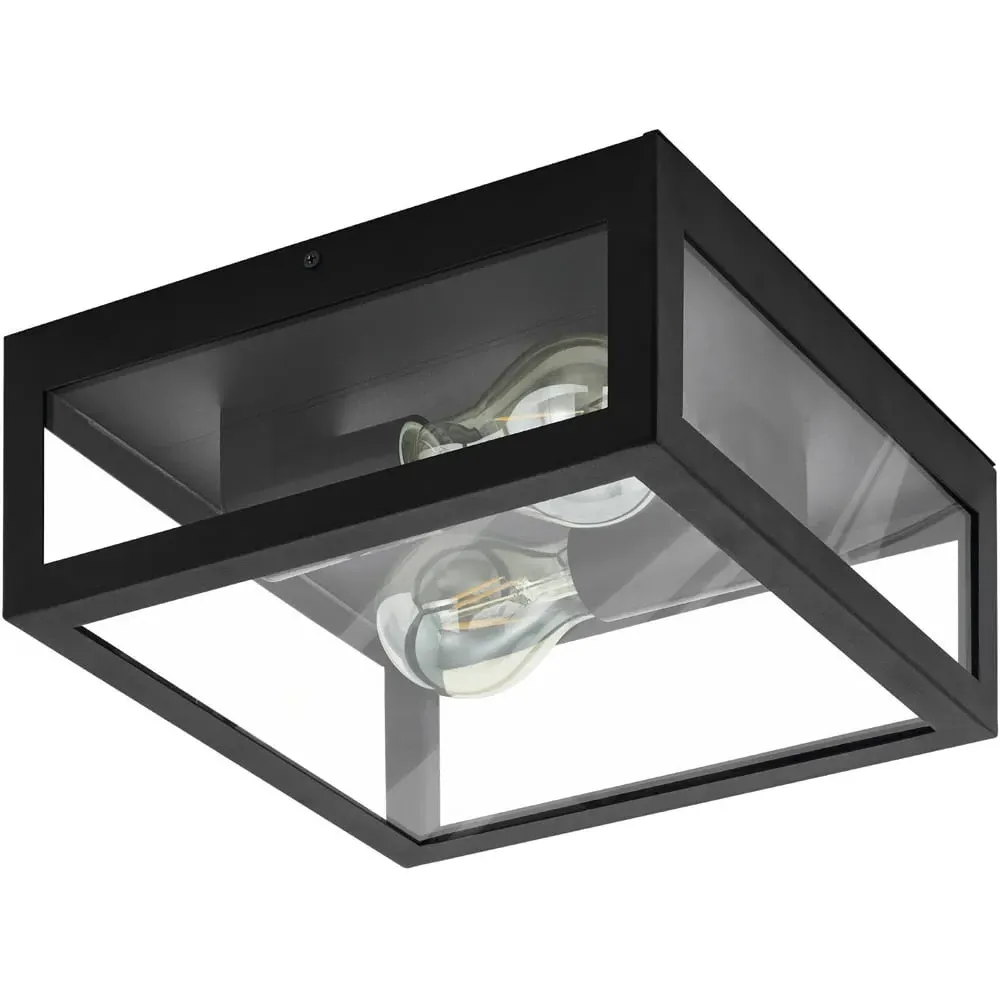 Amezola 2 Light Caged Wall or Ceiling Light - Black