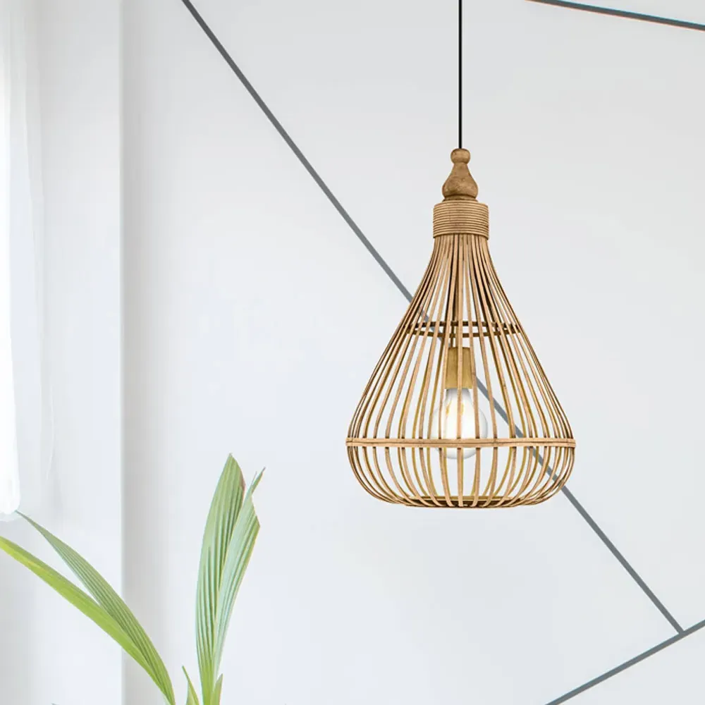 Amsfield Teardrop Pendant Light - Brown, Rattan