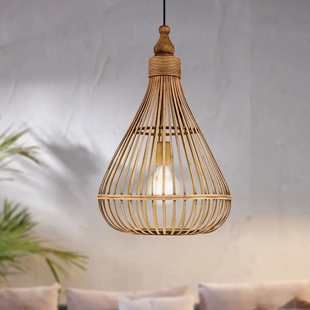 Amsfield Teardrop Pendant Light - Brown, Rattan