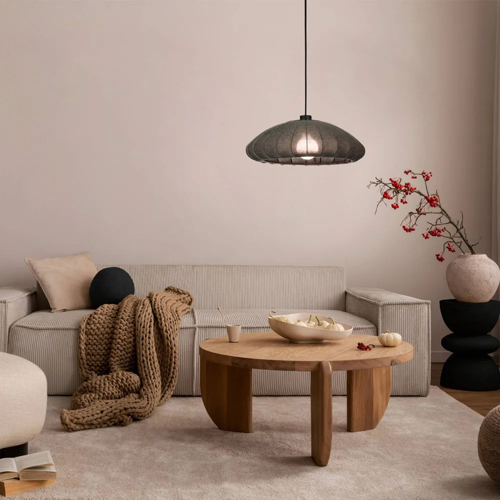 Barlaston Pendant Light - Black, Fabric