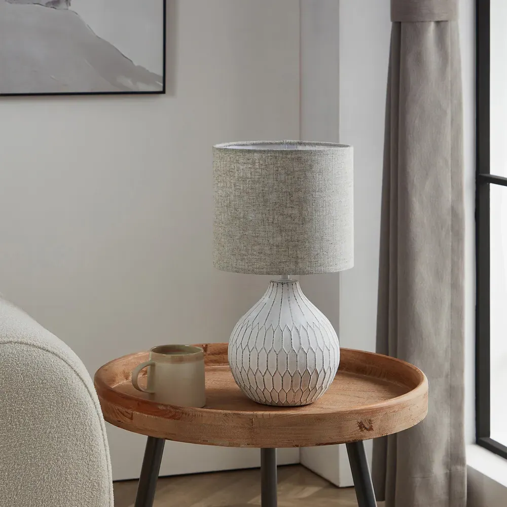 Bellariva 3 Round Table Lamp - White, Ceramic