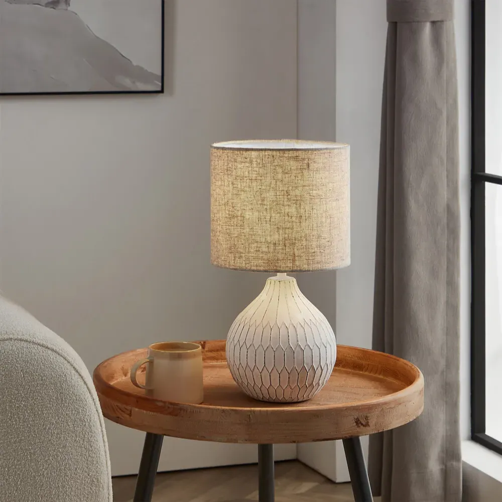 Bellariva 3 Round Table Lamp - White, Ceramic