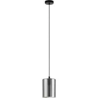 Cadaques 1 Cylindrical Pendant Light - Black, Smoked Glass