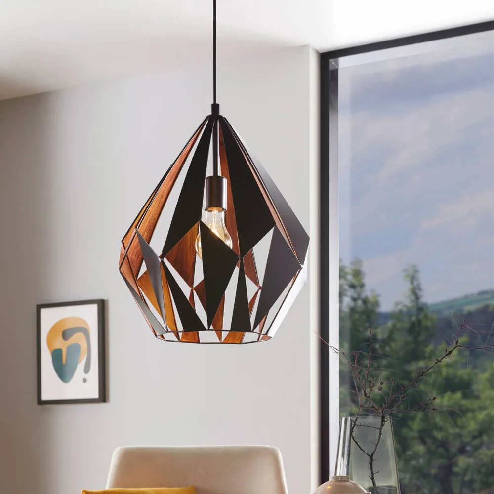 Carlton 1 Diamond Pendant Light - Black, Copper