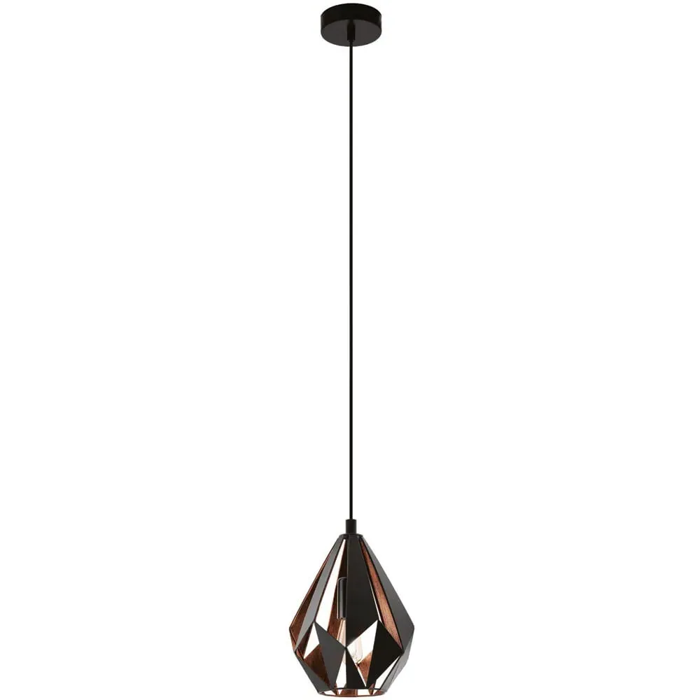 Carlton 1 Diamond-Shaped Pendant Light - Black, Metal image