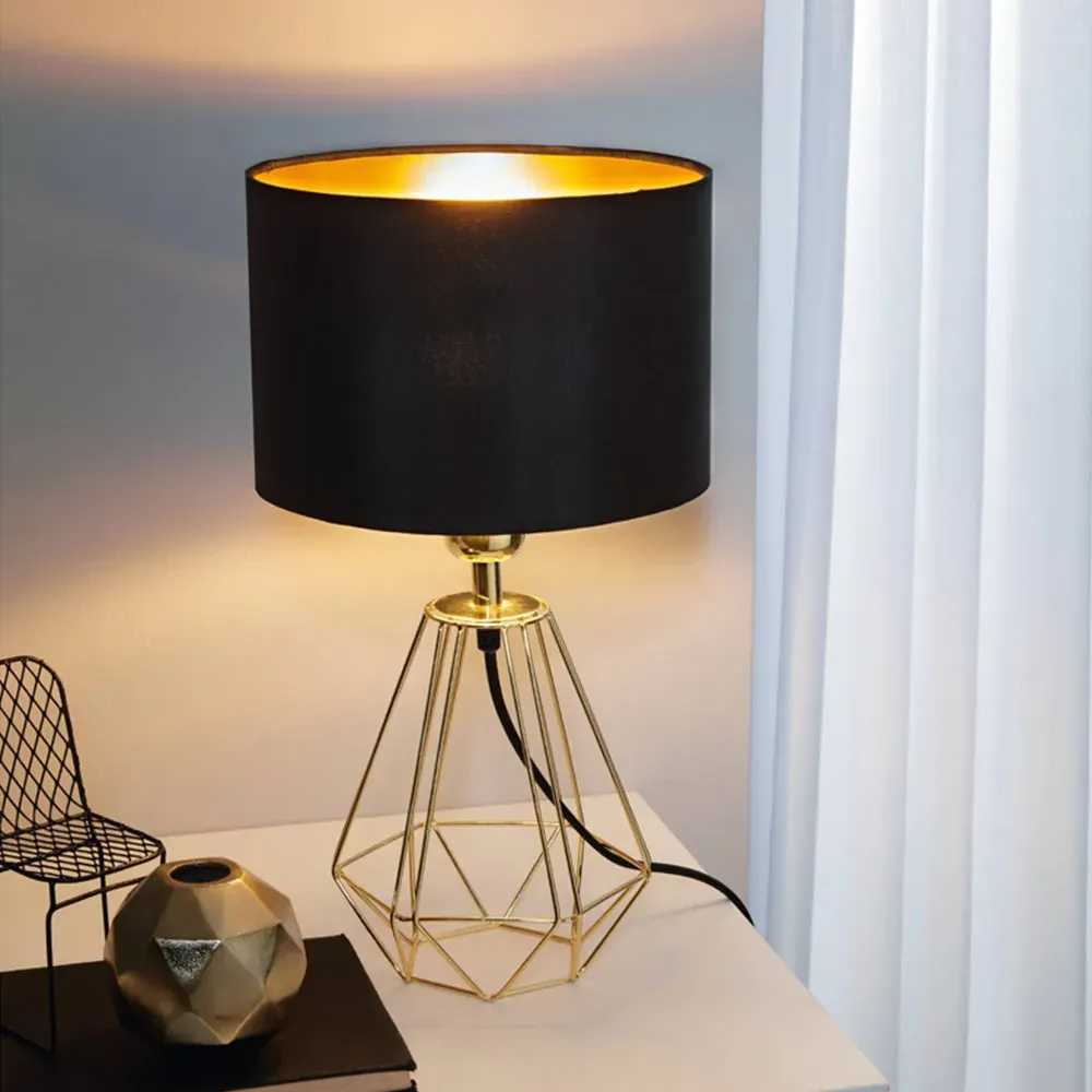 Carlton 2 Geometric Table Lamp - Black, Brass