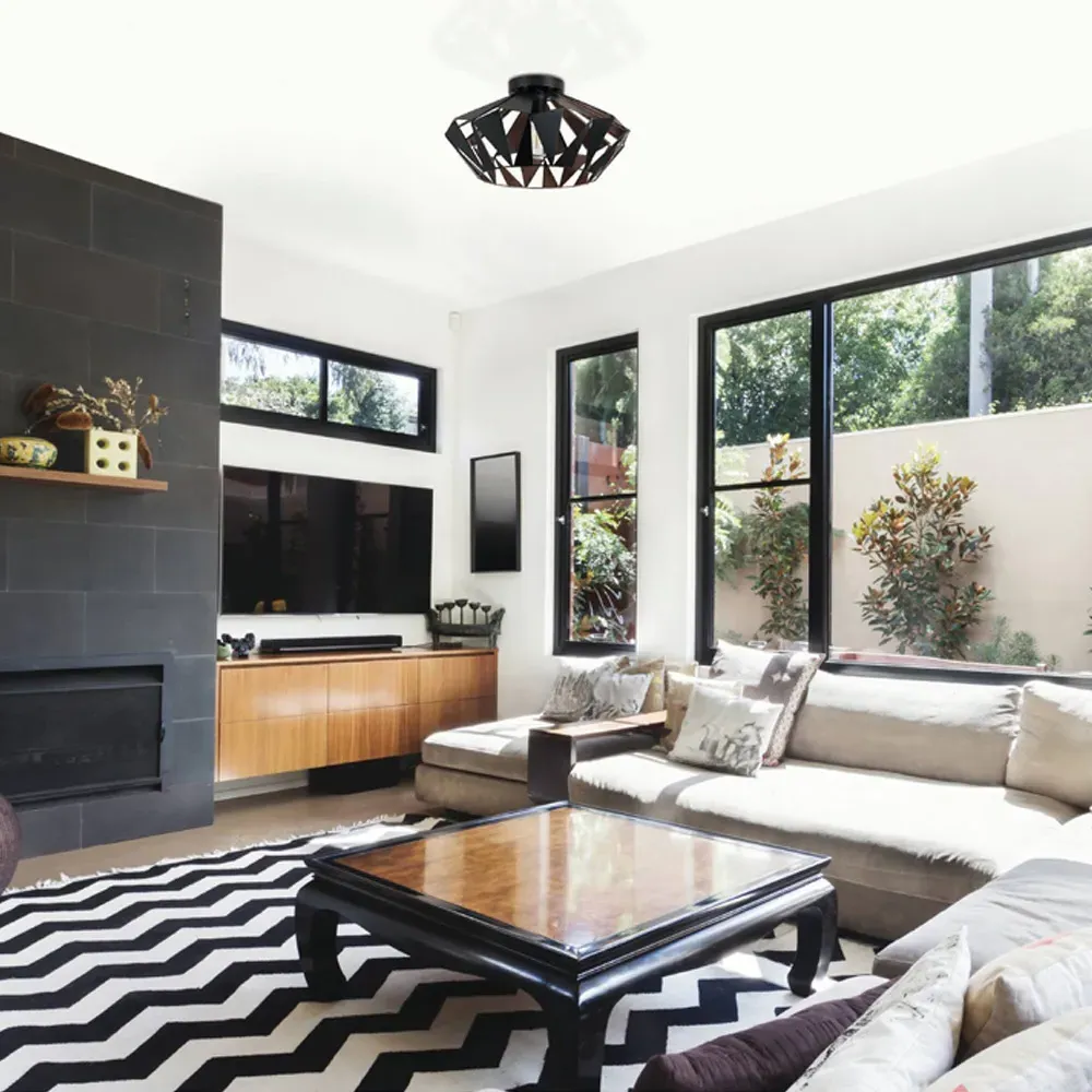 Carlton 6 Diamond-Shaped Ceiling Light - Black, Copper