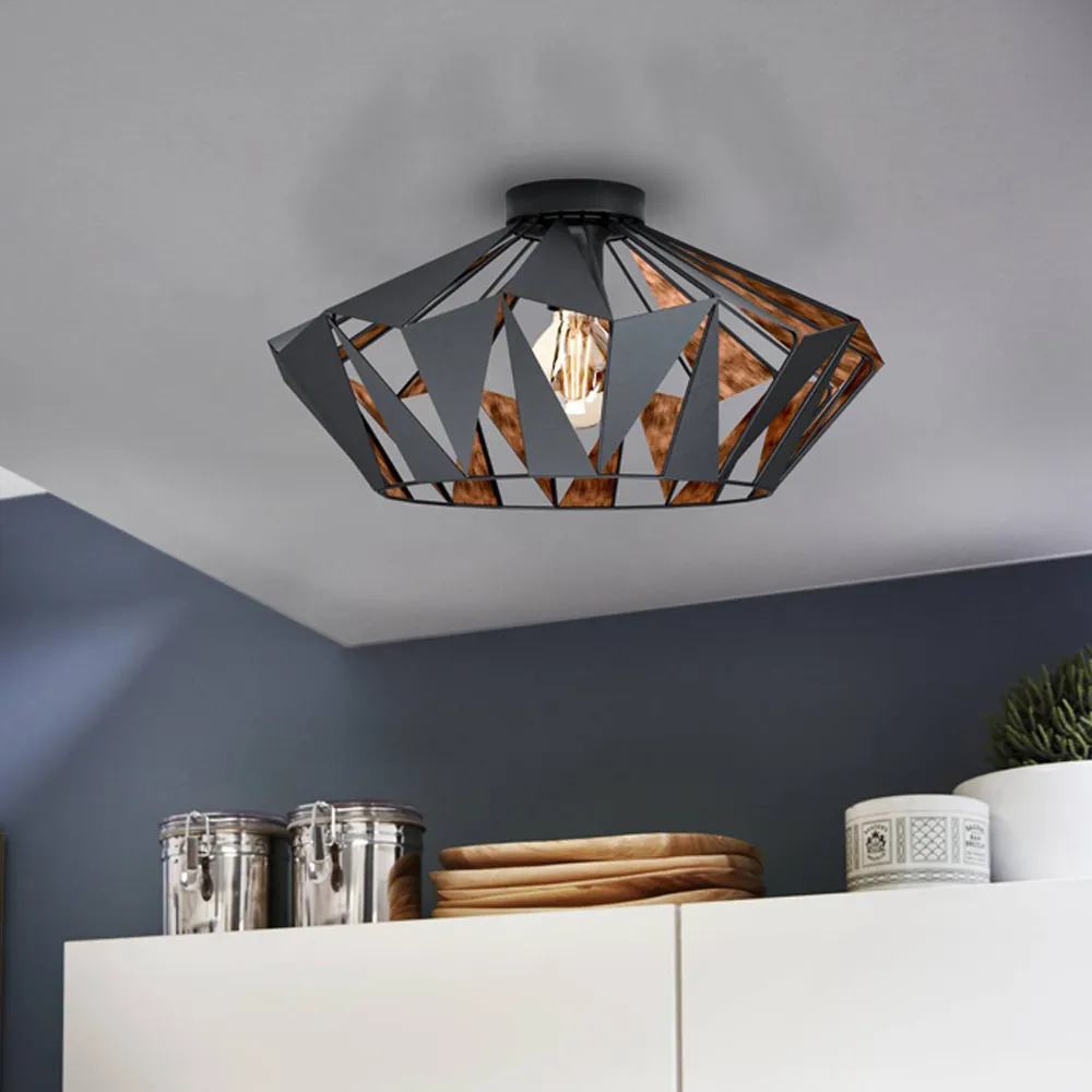 Carlton 6 Diamond-Shaped Ceiling Light - Black, Copper