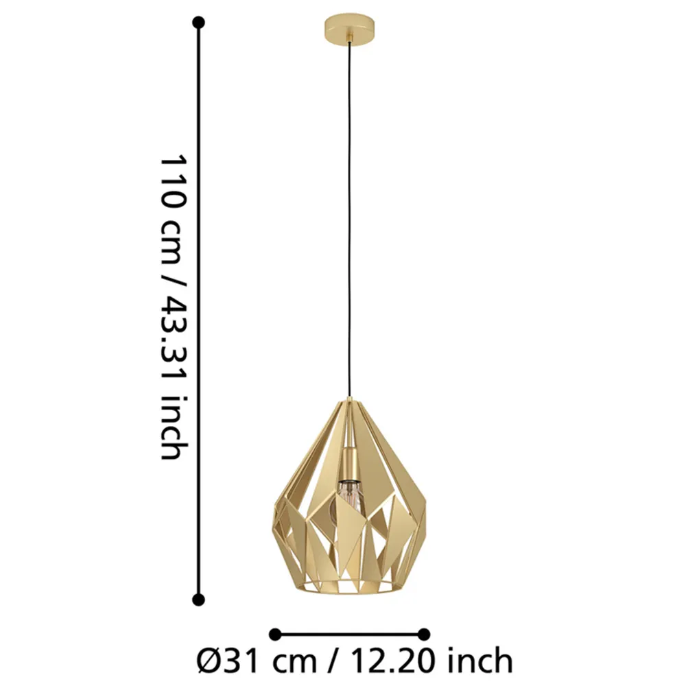 Carlton Diamond Pendant Light - Gold, Steel