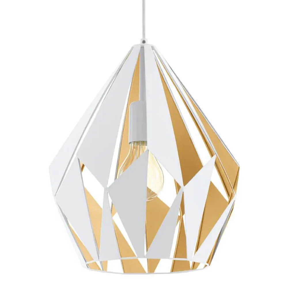 Carlton Diamond-Shaped Pendant Light - White, Metal