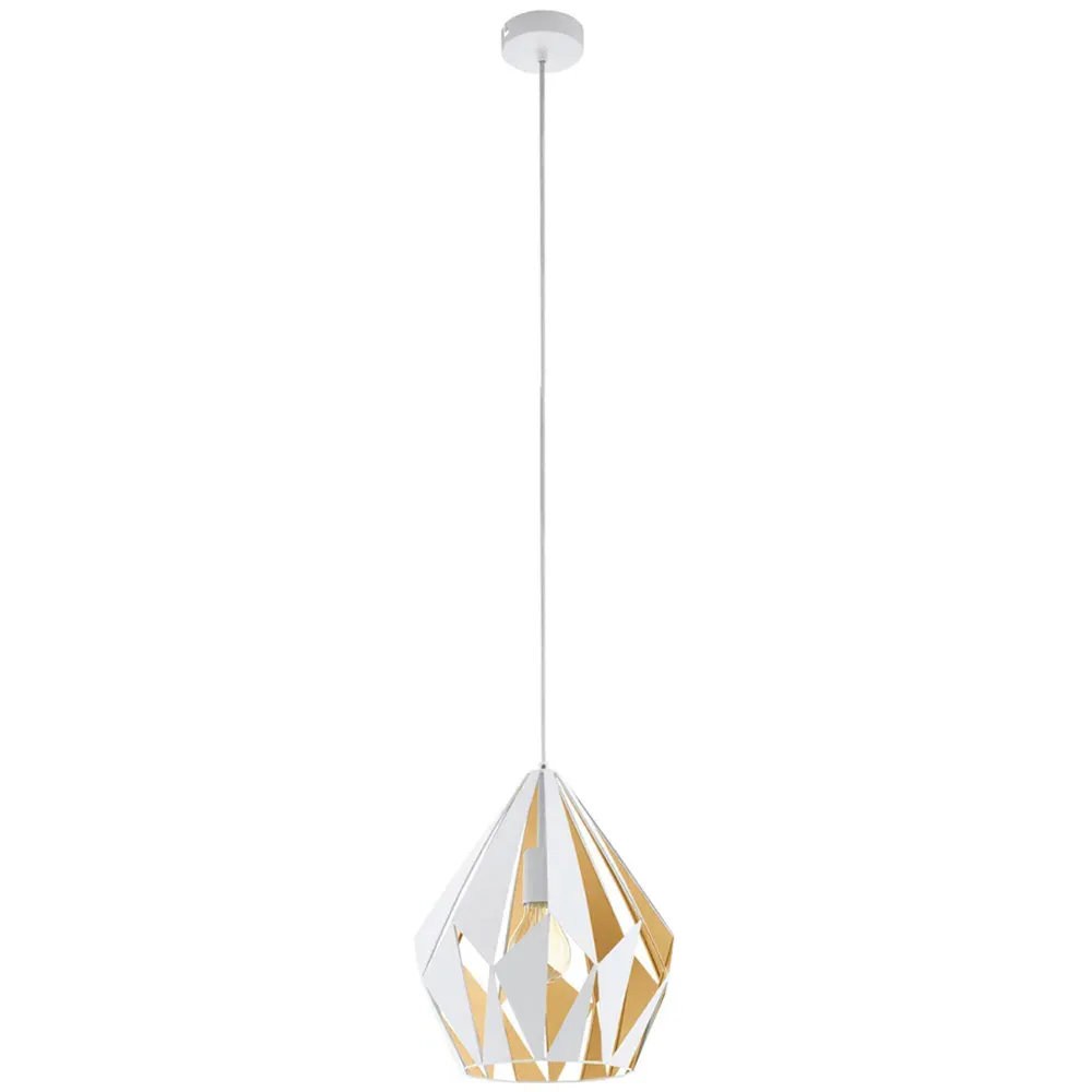 Carlton Diamond-Shaped Pendant Light - White, Metal