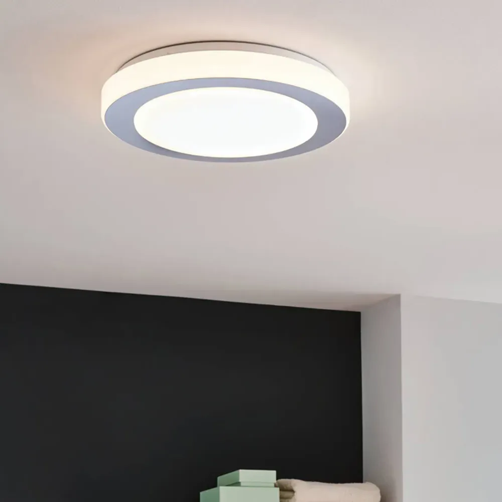 Carpi Round LED Ceiling Light IP44 - Chrome, Steel