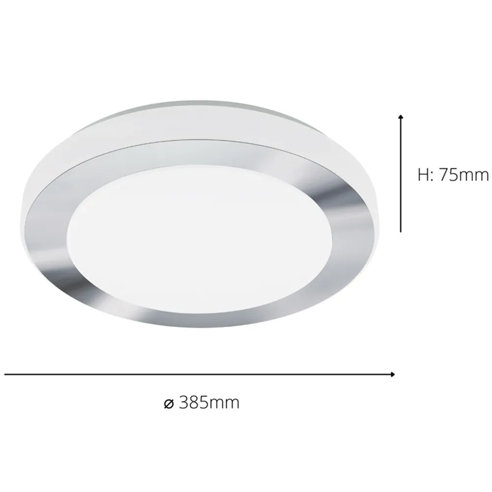 Carpi Round LED Ceiling Light IP44 - Chrome, Steel