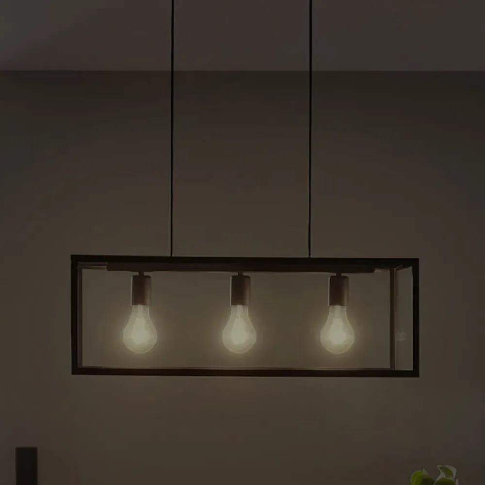 Charterhouse 3L Caged Pendant Light - Black
